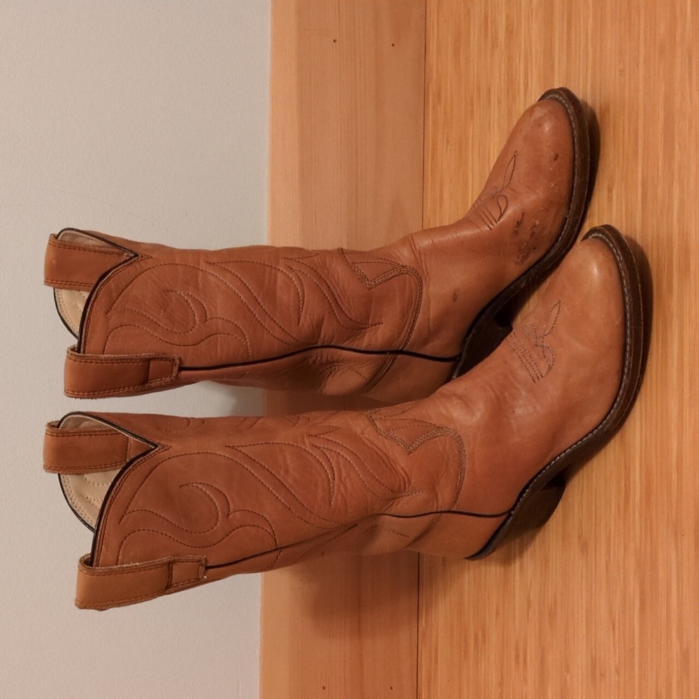The Stewart Boot Co. Inc. 1977 Handmade Brown Leather Western Cowboy Boots